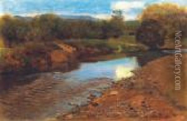Streamside (landscape With Stream) Oil Painting - Paul Von Szinyei-Merse