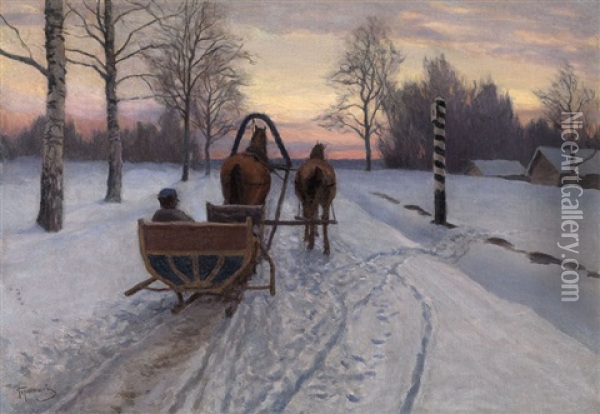 Coming Home Oil Painting - Mikhail Markianovich Germanshev