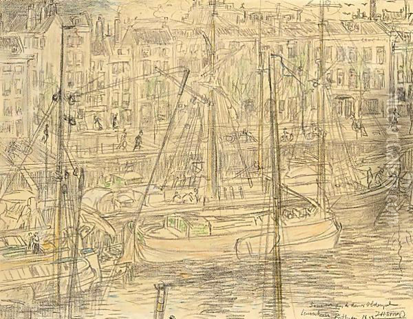 A View Of The Leuvehaven, Rotterdam Oil Painting - Jan Toorop