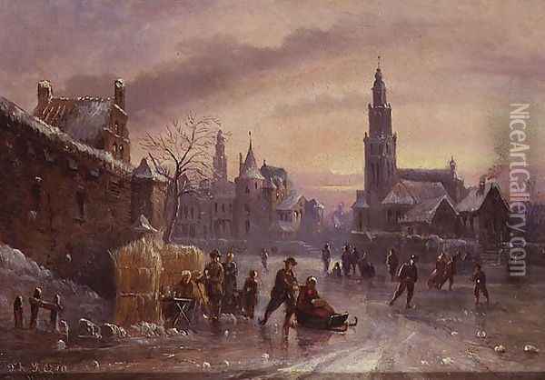 Snow Scene Oil Painting - Felice A. Rezia
