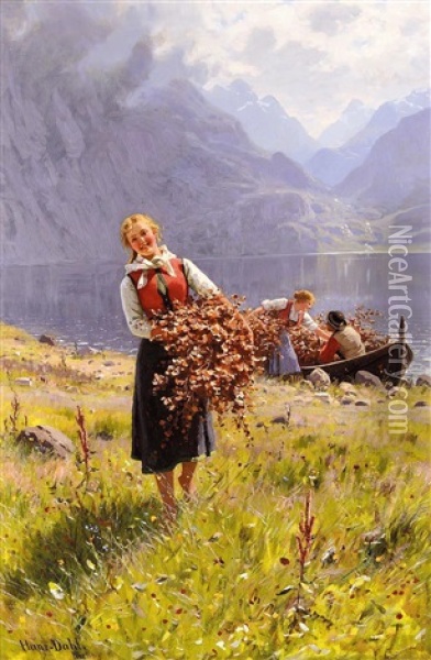 Sommerdag Ved En Norsk Fjord (summer Day On A Norwegian Fjord) Oil Painting - Hans Dahl