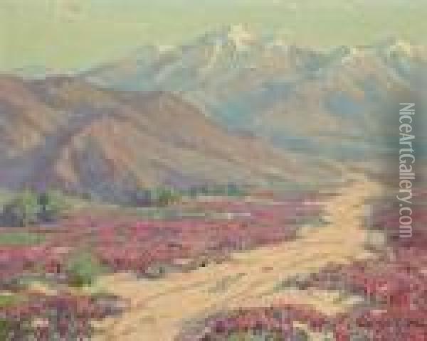 Wild Verbenas, Colorado Desert Near Palm Springs, California Oil Painting - Benjamin Chambers Brown