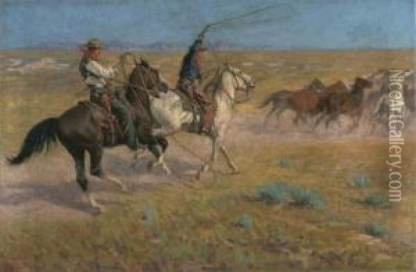Fading Horses Oil Painting - Richard Lorenz