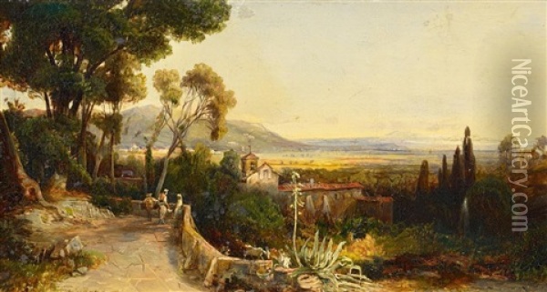 Suditalienische Landschaft Auf Sizilien (?) Oil Painting - Otto Hermann Emil Voelcker