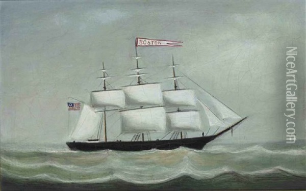 Sloop With Boston Flags Oil Painting - John Orne Johnson Frost