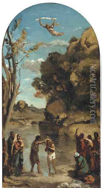 Le bapteme du Christ Oil Painting - Jean-Baptiste-Camille Corot