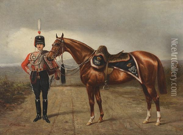 Westmoreland And Cumberland Yeomanry Officer In Review Order Oil Painting - John Mathews