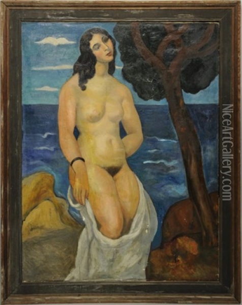 Femme Nue Sortant De La Mer Oil Painting - Manuel Ortiz De Zarate