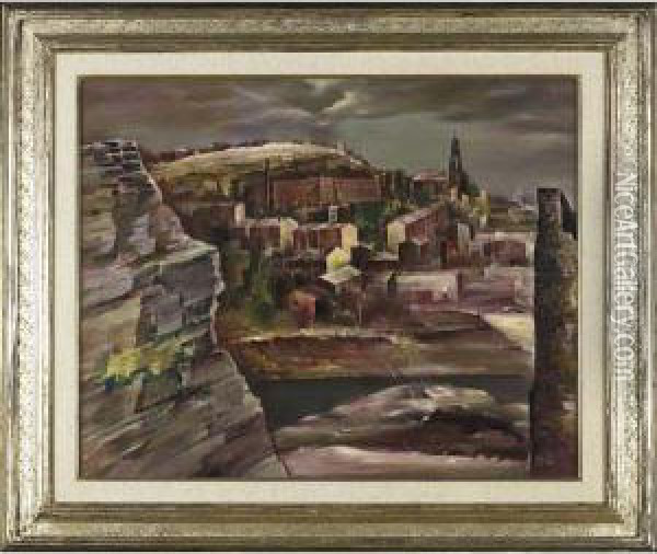 River Town Oil Painting - Earl Horter