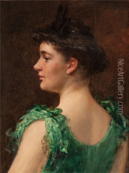 The Green Dress Oil Painting - James Carroll Beckwith
