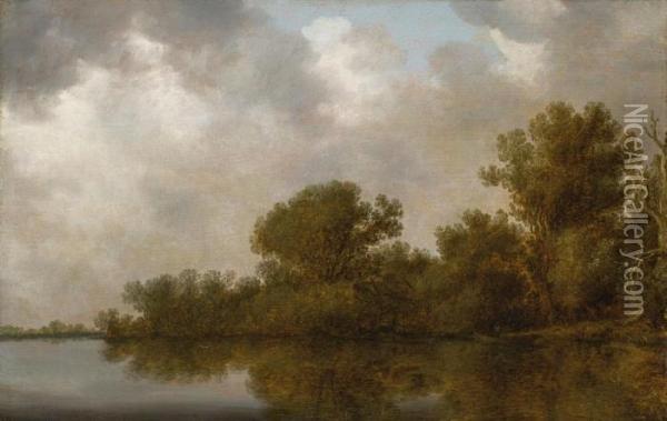 Flusslandschaft Mitbooten Oil Painting - Jan van Goyen