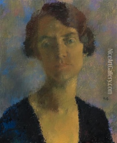 Bildnis Einer Jungen Dame (portrait Of A Young Lady) Oil Painting - Augusto Giacometti