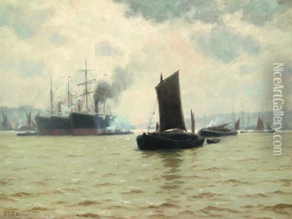 Harbor Scene Oil Painting - William Edward Norton