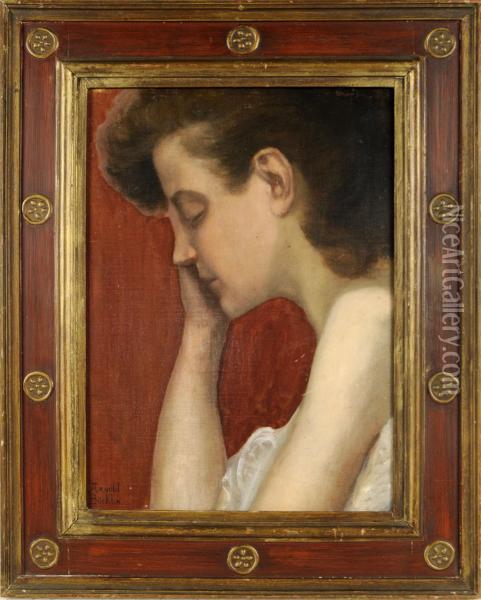 Portrait De Jeune Fille Oil Painting - Arnold Bocklin