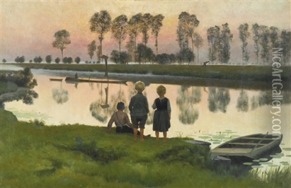 Le Bateau Qui Passe Oil Painting - Emile Claus