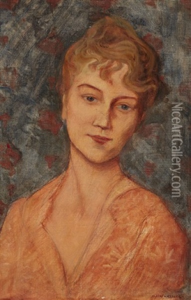 Portrait Of A Lady Oil Painting - Albert von Keller