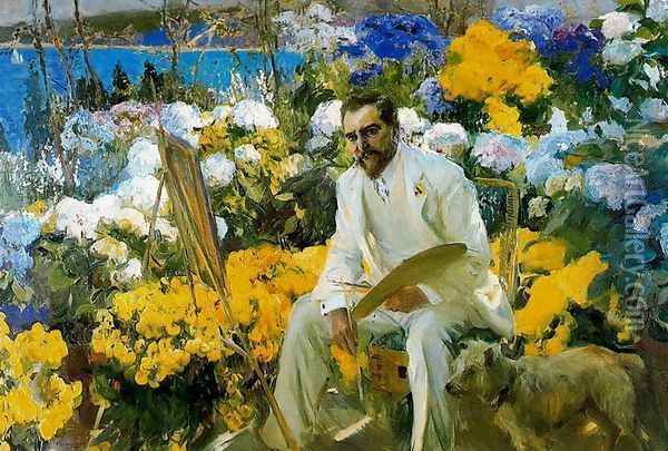 Portrait of Mr. Louis Comfort Tyffany Oil Painting - Joaquin Sorolla Y Bastida