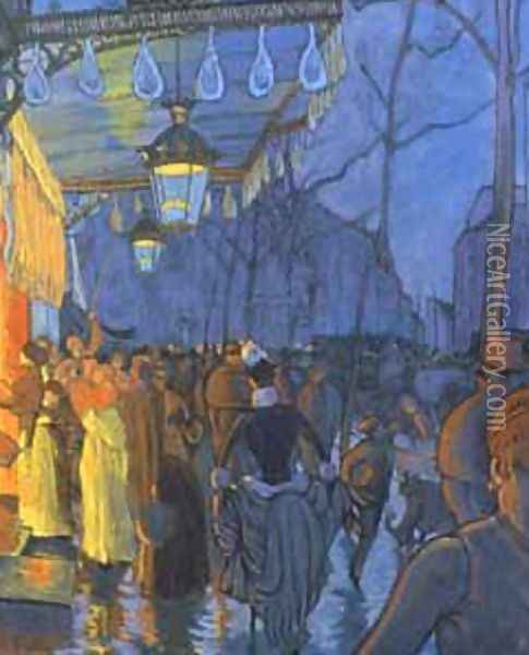 Street Scene, at Five in the Afternoon, 1887 Oil Painting - Louis Anquetin