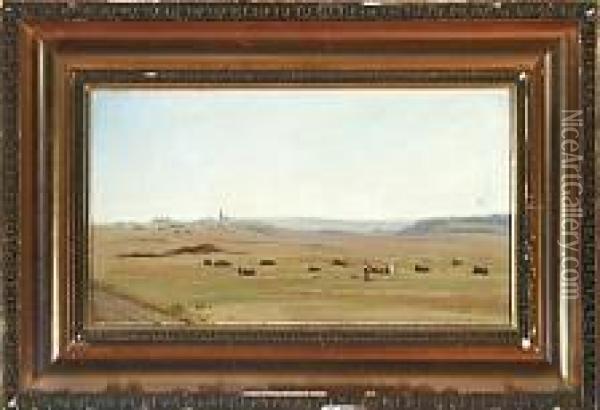 A Danish Harvest Scenery Oil Painting - Wilhelm Zillen