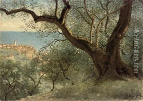 View Of Bordighera, Italy Oil Painting - Thomas Bowman Garvie