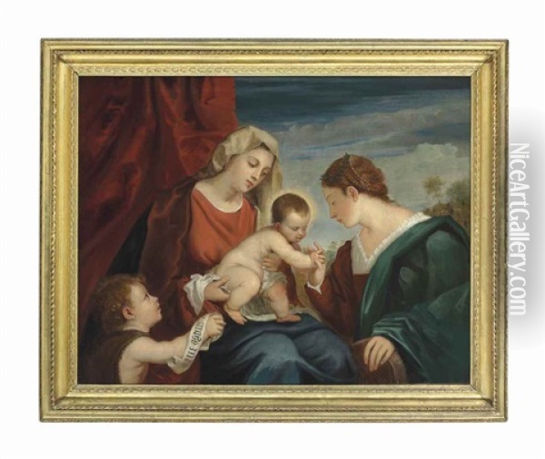 The Mystic Marriage Of Saint Catherine Oil Painting - Francesco Vecellio