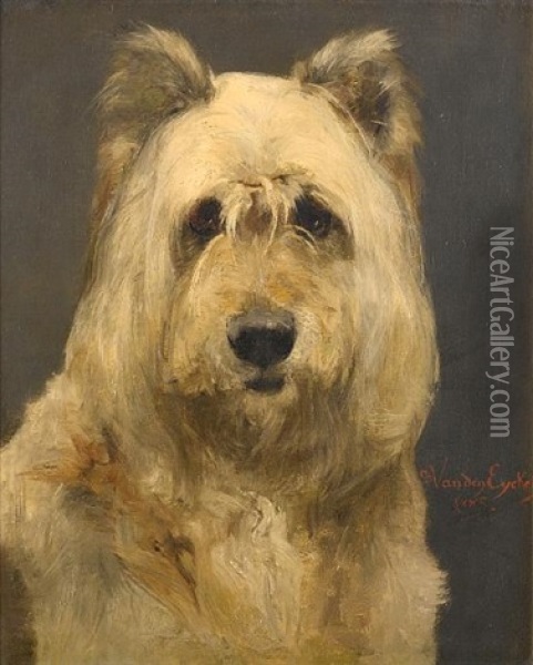 Portrait Of A Dog Oil Painting - Charles van den Eycken I