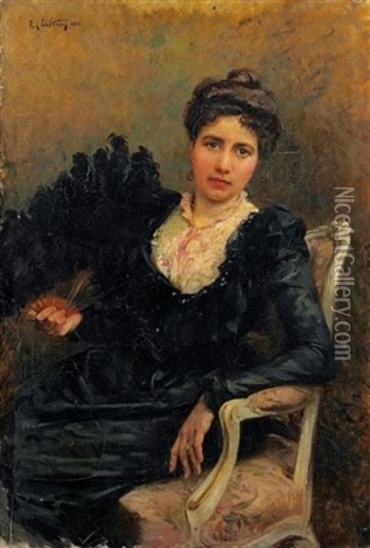 Portrait De Femme Assise Oil Painting - Rene Louis Chretien