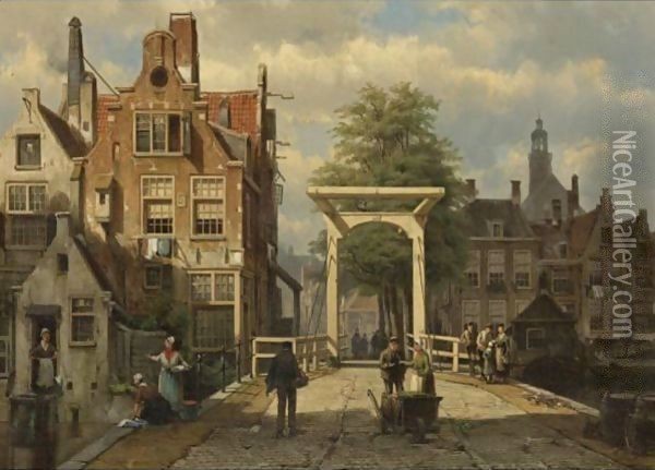 The Busy Street Oil Painting - Willem Koekkoek