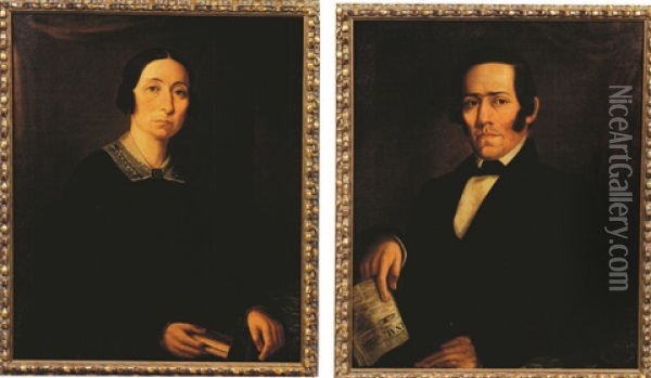 Portrait Of Mr. Billings (+ Portrait Of Mrs. Billings; 2 Works) Oil Painting - Henry Walton
