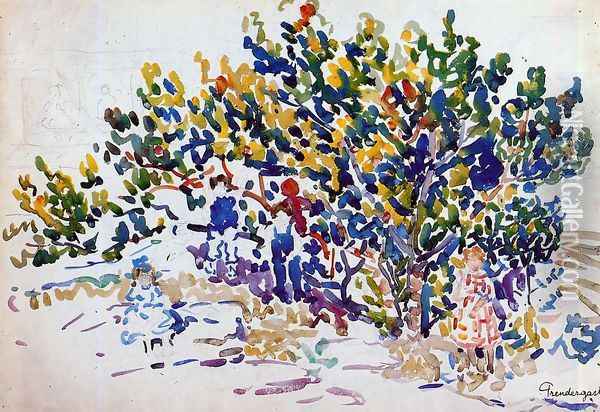 Children In The Tree Oil Painting - Maurice Brazil Prendergast