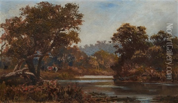 Bend On The Yarra Oil Painting - James Waltham Curtis
