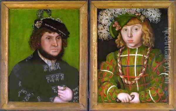 Diptych Two Electors of Saxony Oil Painting - Lucas The Elder Cranach