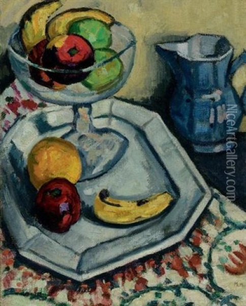 Still Life With Fruit And Pitcher Oil Painting - Marsden Hartley