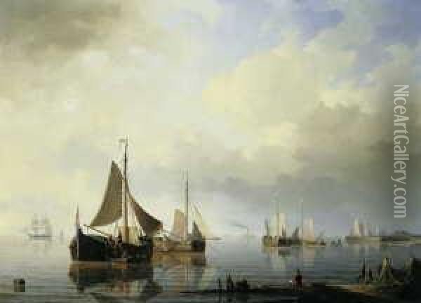 An Der Hollandischen Kuste. Oil Painting - Herman Henry Op Der Heijde