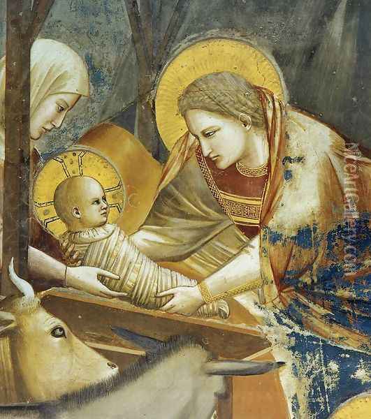 No. 17 Scenes from the Life of Christ- 1. Nativity- Birth of Jesus (detail) 1304-06 Oil Painting - Giotto Di Bondone