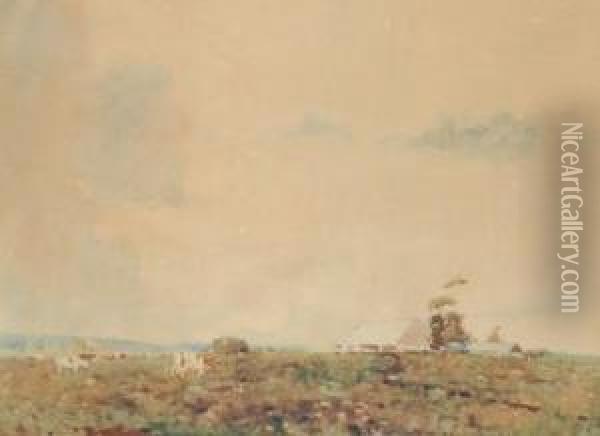 Cattle Grazing Oil Painting - Reginald Ward Sturgess
