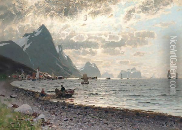 A Norwegian Fjord 2 Oil Painting - Adelsteen Normann