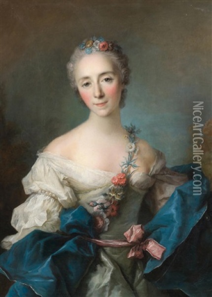 Portrait Einer Jungen Dame Oil Painting - Jean Marc Nattier