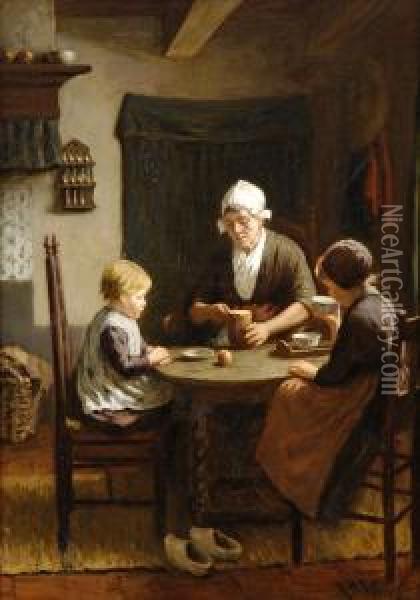 Hollandische Familie Beim Mittagsmahl. Oil Painting - David Adolf Constant Artz