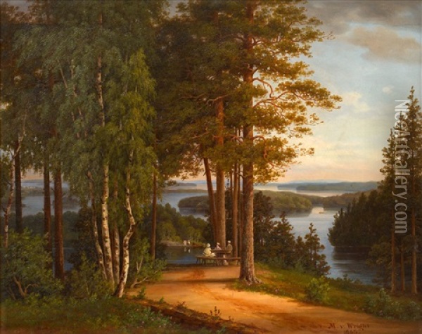 View From Kaukola Oil Painting - Magnus Von Wright