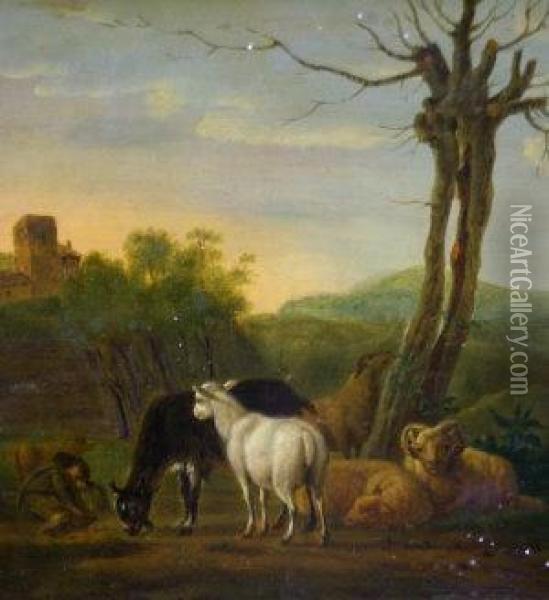 Shepherd Resting By A Tree Oil Painting - Johann Georg Pforr