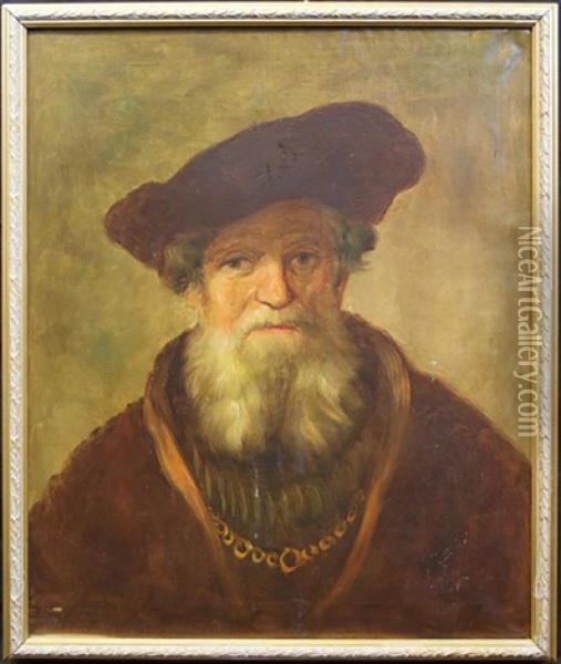 Old Man With Beard And Beret Oil Painting -  Rembrandt van Rijn