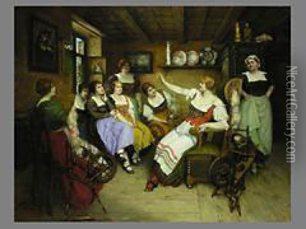 Die Erzahlerin Oil Painting - Ferdinand Leeke