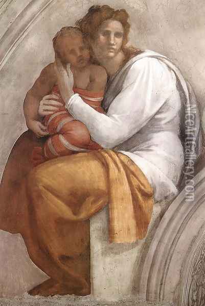 Zerubbabel - Abiud - Eliakim (detail-1) 1511-12 Oil Painting - Michelangelo Buonarroti
