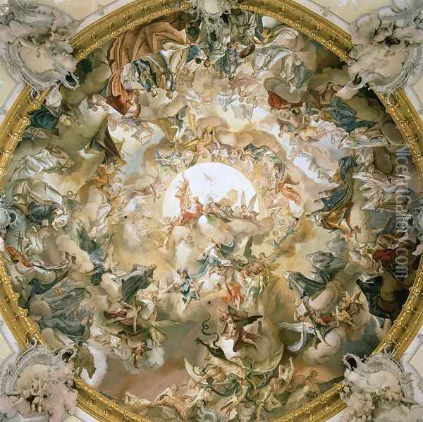 The Apotheosis of St Benedict 1761-63 Oil Painting - Matthaus Gunther