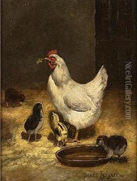 Hen And Chickens Oil Painting - Scott Leighton