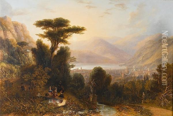 Lake Como Oil Painting - John Wilson Carmichael