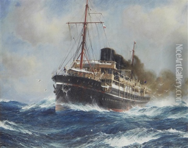 The Steam Ship Osiris Oil Painting - Jack Spurling