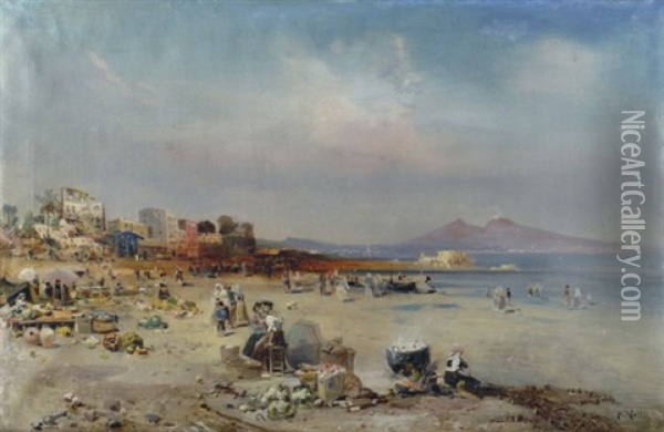 Veduta Di Napoli Da Mergellina Oil Painting - Robert Alott