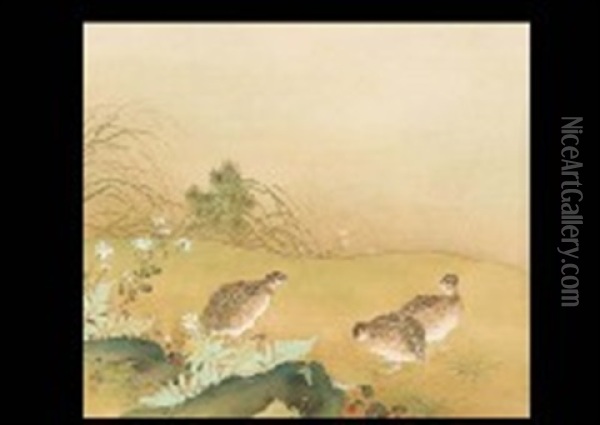 Autumn Quails Oil Painting - Ogata Gekko